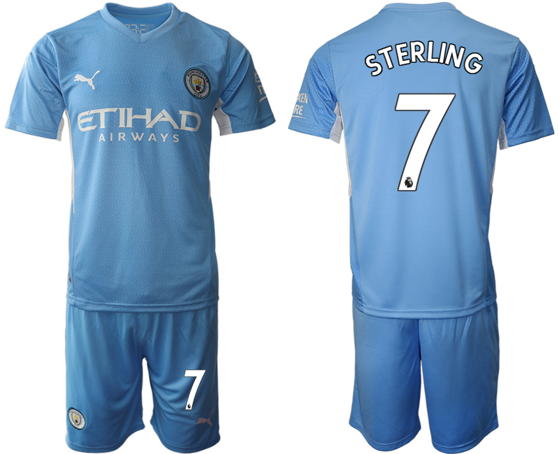 Men 2021-2022 Club Manchester City home Light blue #7 Soccer Jersey->manchester city jersey->Soccer Club Jersey